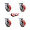 Service Caster 5 Inch Red Poly on Cast Iron Wheel Swivel Caster Set with Roller Bearings SCC SCC-30CS520-PUR-RS-4 - alternate 2
